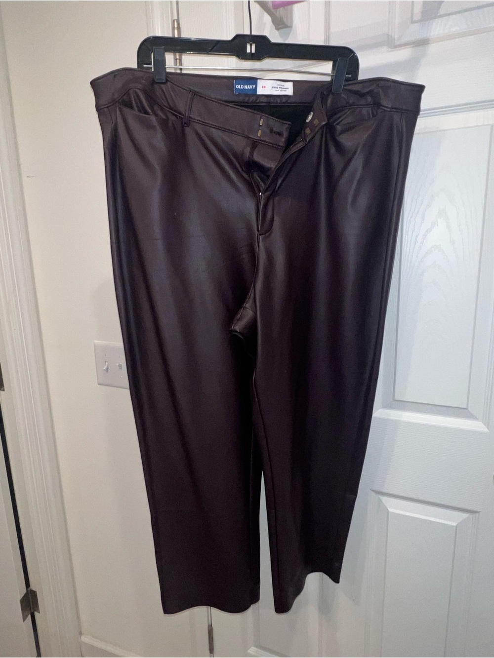 Old Navy Women’s Faux Leather Pixie Straight Pants - Dark Brown/Plum